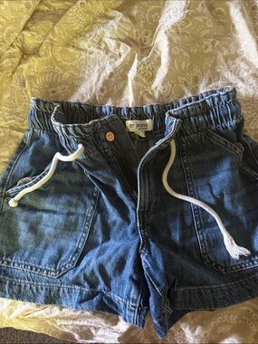 Maurices Blue Denim Jean Shorts with White Drawstring